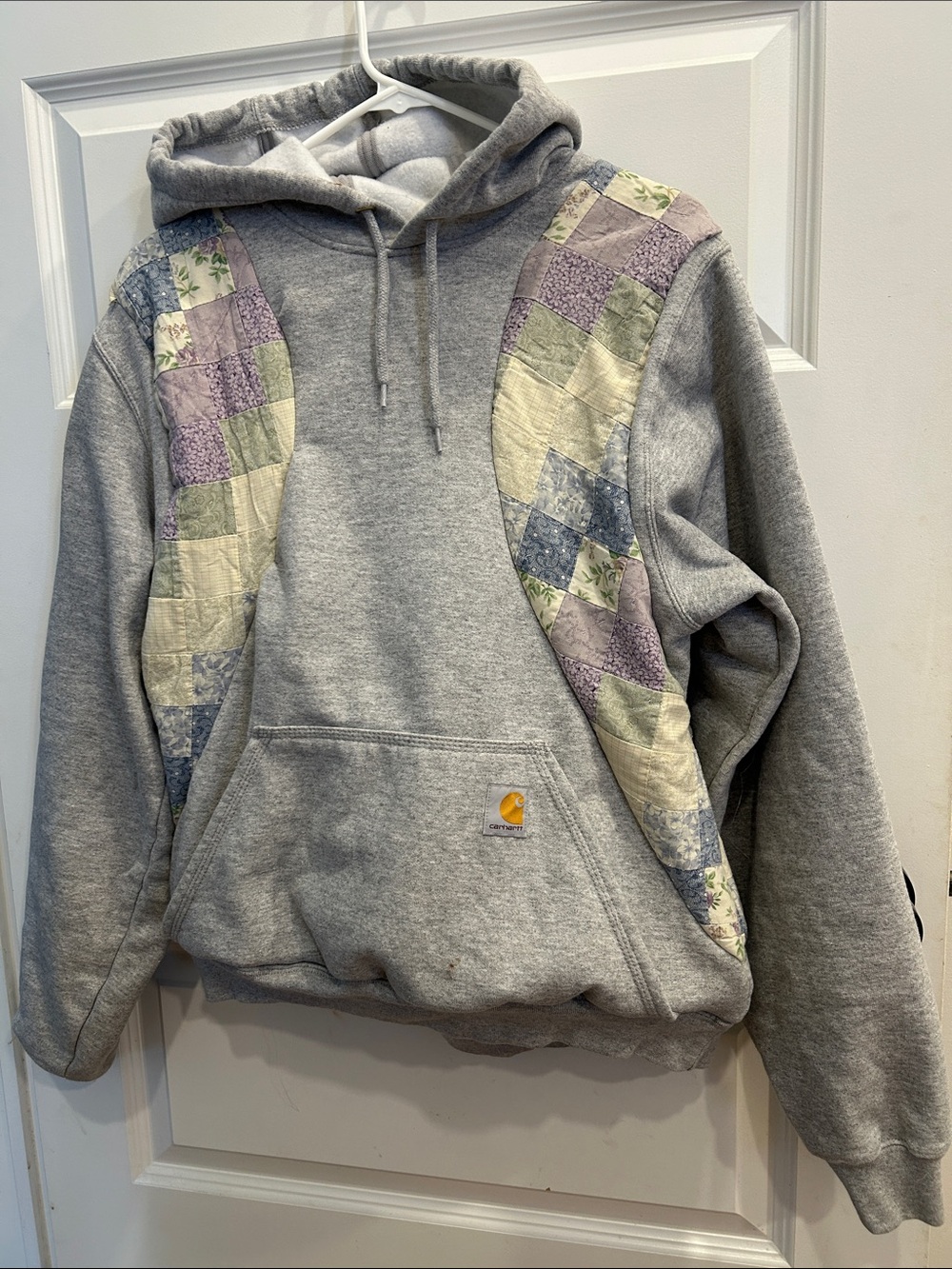 Carhartt Upcycle Rework Vintage Quilt Hooded Sweatshirt with Patchwork Panels